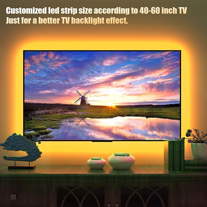 Tv Led Backlight, Maylit 8.2ft Led Strip Lights for 40-60in Tv, USB Powered Tv Lights kit with Remote, RGB Bias Lighting for Room Decor