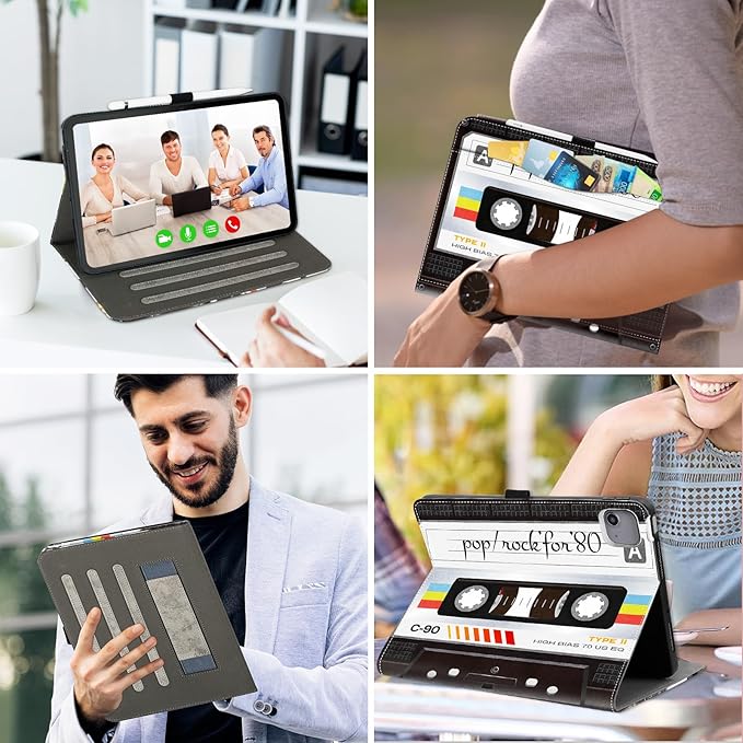 Lokigo for iPad Air 13 inch Case (M3 2025 / M2 2024) / iPad Pro 12.9 inch Case (6th/5th/4th/3rd Generation 2022/2021/2020/2018), with Pencil Holder & Auto Wake/Sleep, Black