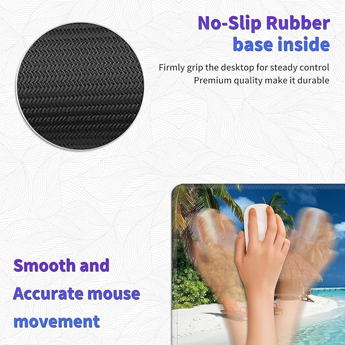 Large Mouse Pad, Desk Mat, XL Gaming Keyboard Mat, Non-Slip Rubber Base, Full Extended Mousepad for Gaming Office Home, 31.5 X 11.8 Inch, Beach Sand