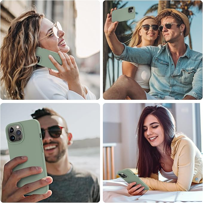 OTOFLY Designed for iPhone 14 Pro Case, Silicone Shockproof Slim Thin Phone Case for iPhone 14 Pro 6.1 inch (Calke Green)