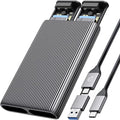 ORICO Dual M.2 NVMe with SATA SSD Enclosure, USB C to M2 Adapter for M Key PCIe & B+M Key 2230/2242/2260/2280 M.2 SSDs, Tool-Free Installation Aluminum Case Support Trim and UASP up to 2x4TB