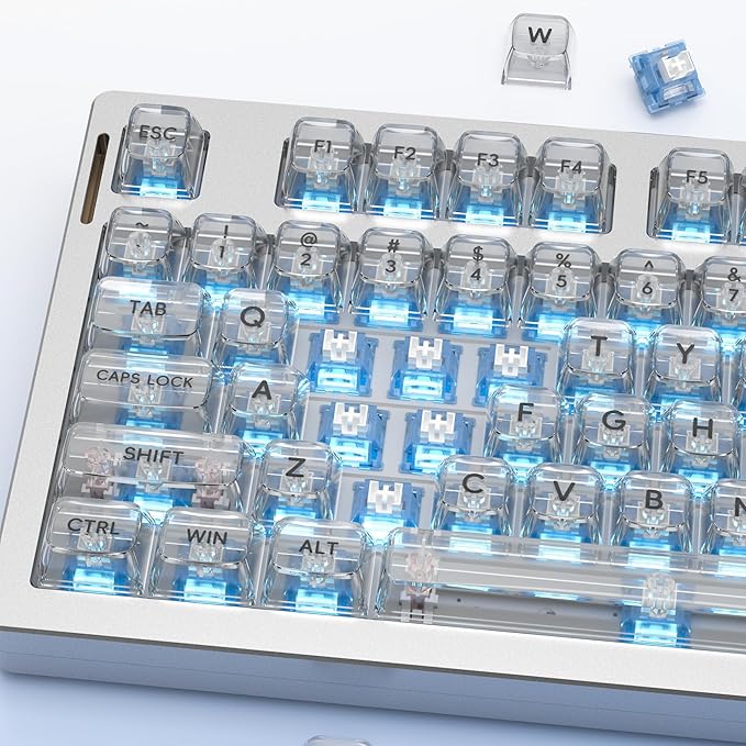 Zjmehty Outemu(Gaote) Ice Blue Switches for MX Mechanical Gaming Keyboard,3-Pin Clicky Accurate Typing Dustproof Switches(90pcs)