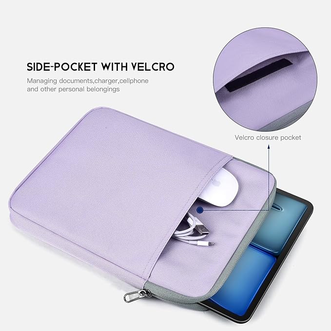 9-11 inch Tablet Sleeve Case for Fire Max 11 Tablet/Kindle Fire HD 10 Plus 10.1", iPad Pro M5 M4 /A16 11-in, iPad Air M2 M3 M4, 10.2 10.5 10.9 iPad Air, Galaxy Tab A9+ Plus, Fit Magic Keyboard -Purple