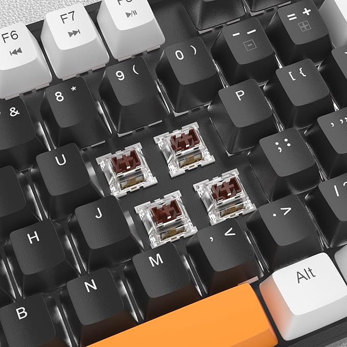 MageGee 75% Mechanical Gaming Keyboard, Brown Switch, LED White Backlit, 87 Keys Compact TKL Wired Computer Keyboards for Windows Laptop PC Gamer - Black/White