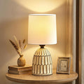 EJIAXIN Small Table Lamp -13.5" Boho Lamp - Bedside Lamps - Farmhouse Rustic Ceramic Table Lamp for Bedroom, Living Room, Nightstand, Office, Side Desk Lamp, End Table Lamp