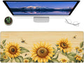 Sunflower and Bee Gaming Mouse Pad – 12x31.5in Non-Slip Rubber Desk Mat with Rustic Floral Design – Large Extended Mousepad for Office Home – Deskmat Gifts for Nature and Country Lovers Decor