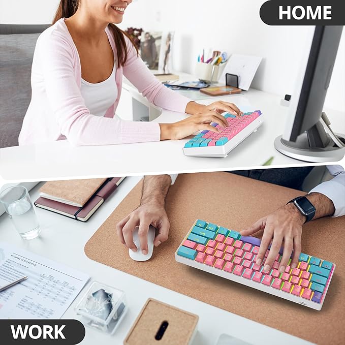 Protable 60% Percent Gaming Keyboard Mechanical, Mini Compact RGB Backlit 61 Keys Wired Office Keyboard with red Switch for Mac/Win (Zhi/red Switch)