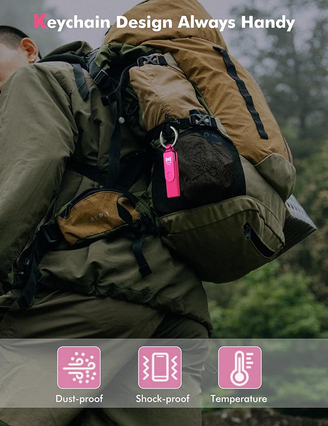 MOSDART 512GB USB 3.2 Fast Speed C and A Dual Flash Drive, exFAT Memory Stick with Keychain and LED Indicator, for iPhone 15,16,17, Android Phone, iPad, MacBook, and Other Laptops, Hot Pink
