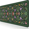 HAOCOO Moss Green Aesthetic Desk Matt for Desktop, Cute Mouse Pad, Non-Slip Vintage Keyboard Mat with Stitched Edge, Large Desk Docer Mat, Desk Cover for Home, Office