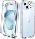Diaclara Designed for iPhone 15 Case, Full Body Rugged Case with Built-in Touch Sensitive Anti-Scratch Screen Protector, with Camera Lens Protector for iPhone 15 6.1" (Clear Glitter)