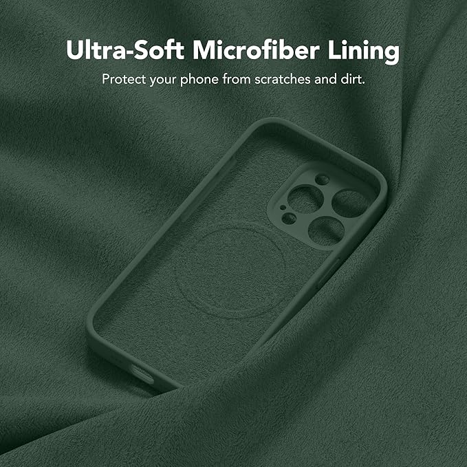 Magnetic for iPhone 15 Pro Case, Compatible with MagSafe, [Full Camera Protection][Screen Protector] Silicone Shockproof Protective Phone Case for iPhone 15 Pro 6.1", Alpine Green