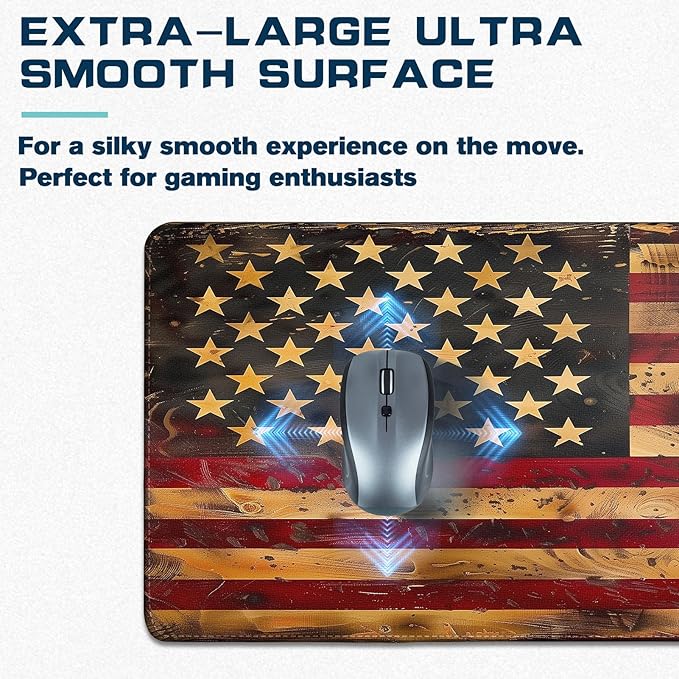 Mouse Pad Gaming - Desk Mat for Keyboard and Mouse - American Antique Flag Large Mouse Pads for Desk, Gaming Mousepad with Non-Slip Base, Desks Pad (31.5" X 11.8") for Game, Office and Home