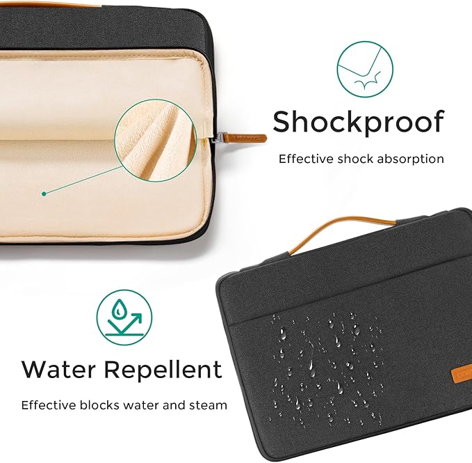 DOMISO 14 inch Laptop Case Sleeve Protective Cover Compatible with 15 inch MacBook Air M4 M3 M2,MacBook Pro,14-15 inch HP Dell ASUS Lenovo Chromebook,Waterproof Computer Cases Bag with Handle,Black