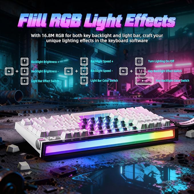 ATTACK SHARK R85 HE 75% Magnetic Wired Gaming Keyboard,8KHz Polling Rate Rapid Trigger,0.005mm RT Precision,256K Scan Rate,Custom Hot-Swappable,Web Driver PC Keyboard for Gamer/Win/Mac,White Contour