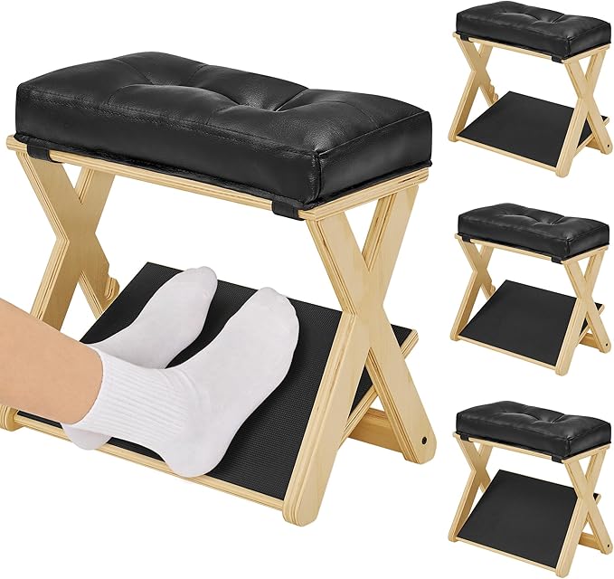 HOMELTSTBO Adjustable Foot Rest Under Desk, Wooden Double Step Desk Footrest with 3 Height Options & Non-Slip EVA Surface, Ergonomic Foot Rest For Under Desk At Work, Enhances Posture,Home Office-Pine