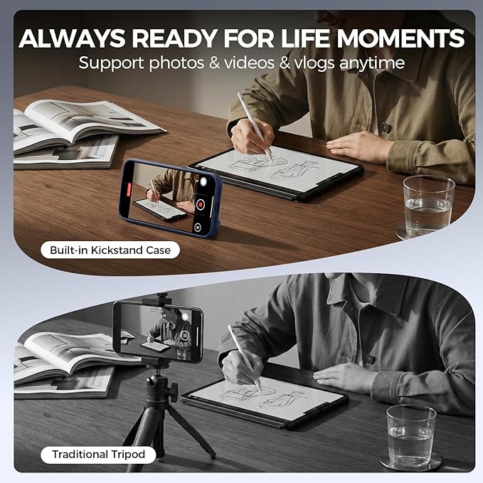 for iPhone 17 Pro Max Case [ 360° Spin Magnetic Stand] [Full Camera Protection] Compatible with Magsafe, 15FT Military-Grade Protection, Translucent Anti-Slip Phone Case 6.9'', Deep Blue