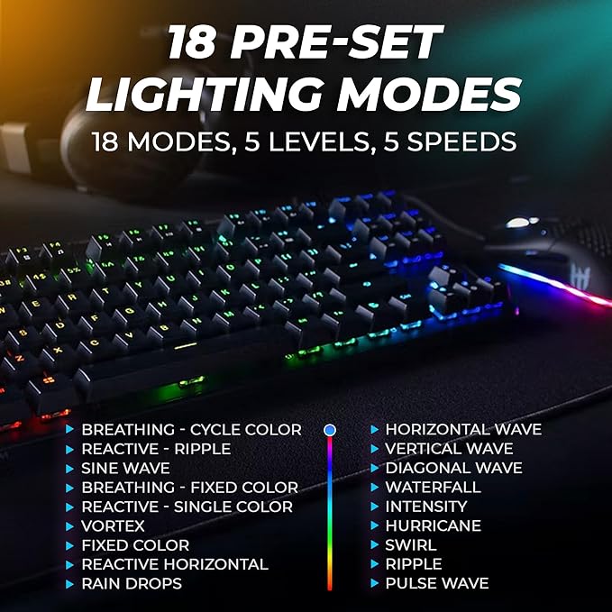 TECWARE Phantom+ Elite 87 Key RGB Mechanical Gaming Keyboard | 3 Mode Wireless Bluetooth 5.0 2.4GHz & USB C Wired | Hot Swappable 5 Pin | Double Shot PBT Keycaps | Wraith Pink Switch - Black