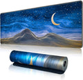Hopipad Large Gaming Mouse Pad for Desk, Desk Mat with Seamed Edges, Waterproof Desk Pad, Non-Slip Rubber Base, 31.5x11.8 Inch Keyboard Pad Computer Mat, Big XL Moon Mountain Line Mousepad