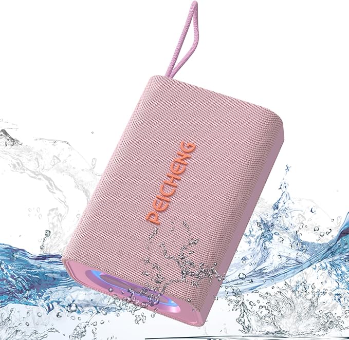 PEICHENG Speaker, Portable Wireless Bluetooth Speakers, Waterproof Loud Stereo Sound with RGB Lights TWS Paire Long Playtime for Home/Party/Outdoor, Electronic Gadgets(1PCS, Pink)
