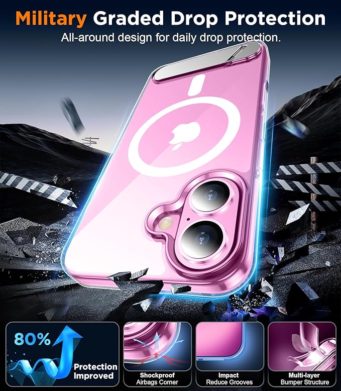 Magnetic Compatible with iPhone 16 Case, [Built-in Invisible Kickstand][Compatible with MagSafe] [Military Grade Shockproof] Slim Thin Phone Case for iPhone 16 6.1"