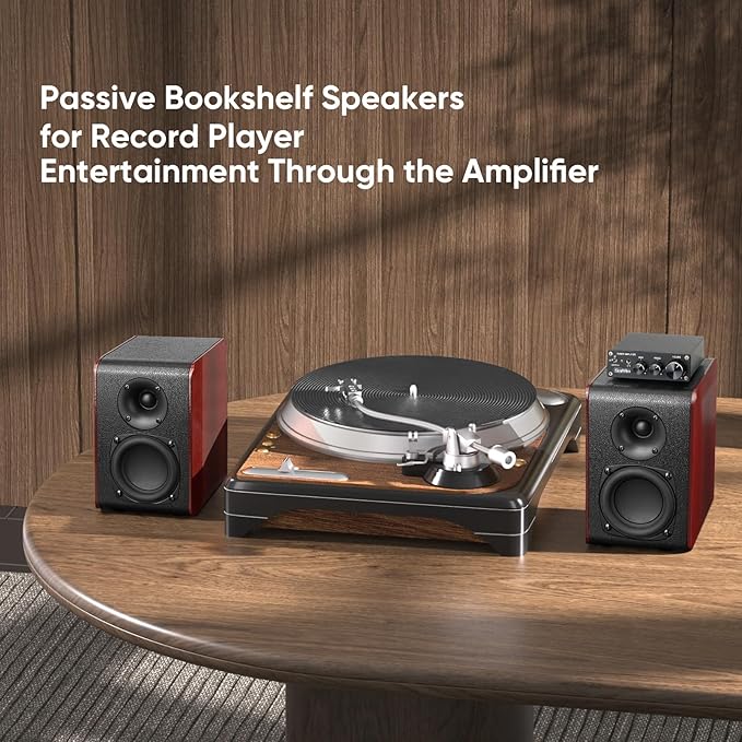 Saiyin Passive Bookshelf Speakers with 3.5 inch Woofer,Home Desktop Stereo Speakers,Amplifier or Receiver Required,Passive Surround, Front Speakers for PC/Gaming/Turntable,4 Ohms,Wall Mountable