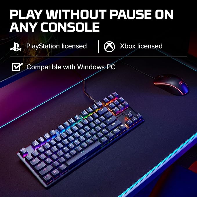 HyperX Alloy Origins Core - Tenkeyless Mechanical Gaming Keyboard, Software Controlled Light & Macro Customization, Compact Form Factor, RGB LED Backlit, Linear HyperX Red Switch,Black