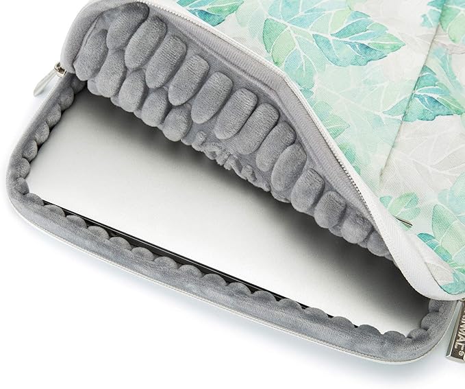 Kinmac 360° Heavy Duty Protective Laptop Sleeve Case Bag Cover with Handle for MacBook Air 13 inch,iPad Pro 13 inch and 13.3 inch HP,Dell,Lenovo,Asus,Acer Laptop (Green Leaf)