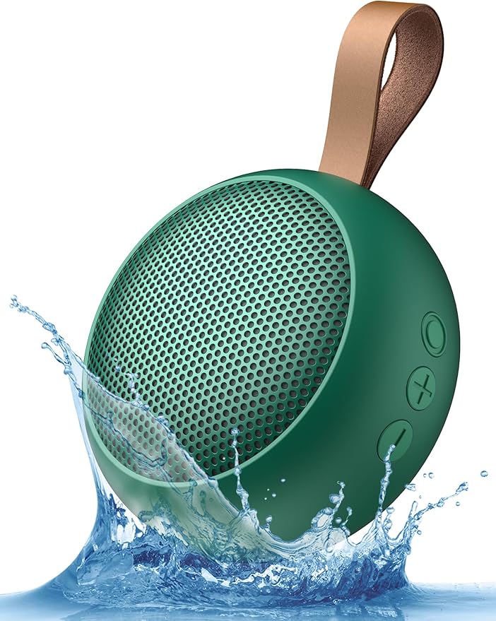 IPX7 Waterproof Bluetooth Speaker, 10W Loud Sound Portable Wireless Speaker with Bluetooth 5.3, TF Card, Built-in Mic, 12H Playtime for Shower Beach Camping Hiking Pool, Green