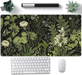 Floral Green Leaves Plant Pad Matt for Desktop Large Gaming Mousepad XXL Full Desk Mouse Pad Computer Keyboard Mat Deskmat Aesthetic Office Decor 31.5 X 15.7 Inch