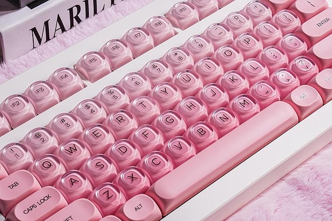 ZORNHER CG870 Foundation Mechanical Keyboard,80% Pink Creamy Keyboard Wireless,Cute Jelly MOA Profile Keycaps,Creamy Sounding Linear Switches,Hot-Swappable,RGB Backlit