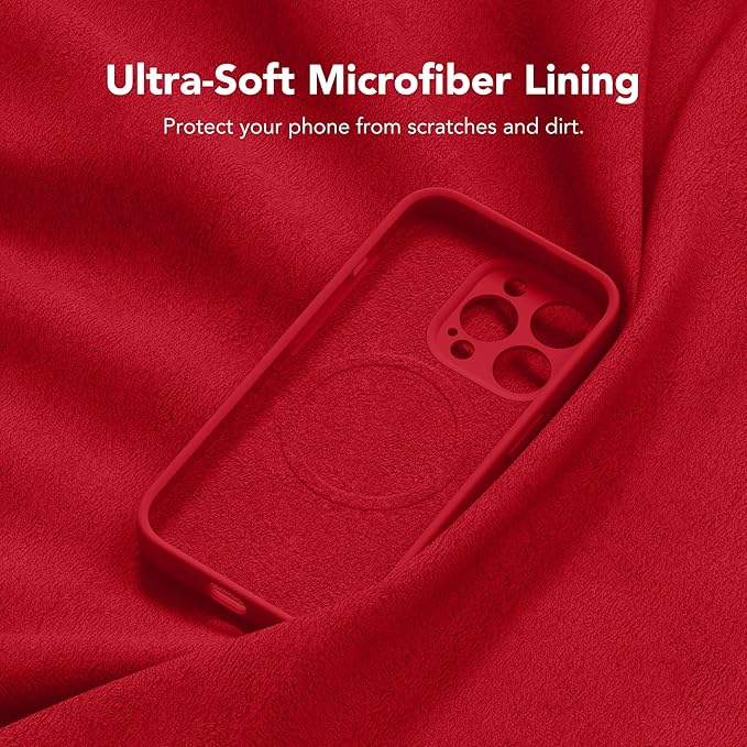 Magnetic for iPhone 14 Pro Case, Compatible with MagSafe, [Full Camera Protection][Screen Protector] Silicone Shockproof Protective Phone Case for iPhone 14 Pro 6.1", Deep Red