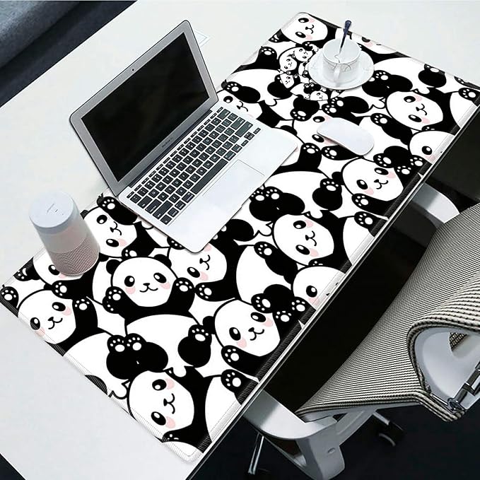 Desk Pad Mat Large Mouse Pad XL Extended Mousepad Gaming with Cute Panda 31.5" *11.8" Huge Mouse Pads for Computer Laptop Home Office
