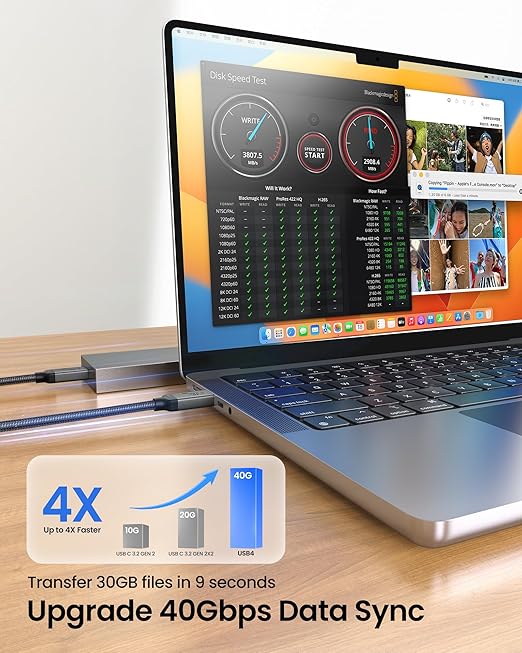 Silkland USB 4 for Thunderbolt 4 Cable [USB-IF Certified], 40Gbps Data Sync, 240W PD 3.1, 8K/5K@60Hz, USB C Thunderbolt Cable 4FT/1.2M, Compatible for MacBook, iPhone 17/16, SSD, Docking, eGPU,Monitor