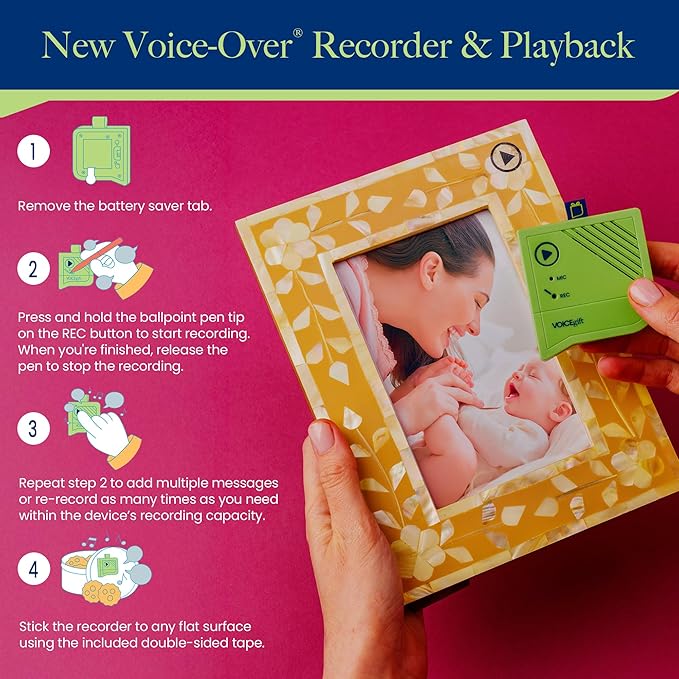 Voicegift Voice-Over® Mini Voice Recorder for Picture Frame, Mini Voice Recorder with Playback Audio & Digital Recorder for Picture Frame - Customizable Sound Gifting & Crafting, 2-Packs