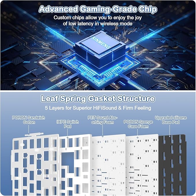 ATTACK SHARK X85 Wireless Gaming Keyboard with Knob Hot Swappable 75% Mechanical Keyboard Bluetooth/2.4GHz/USB-C PBT Keycaps Gasket RGB Coiled Cable Linear White Jade Switch Custom for Win/PC/MAC