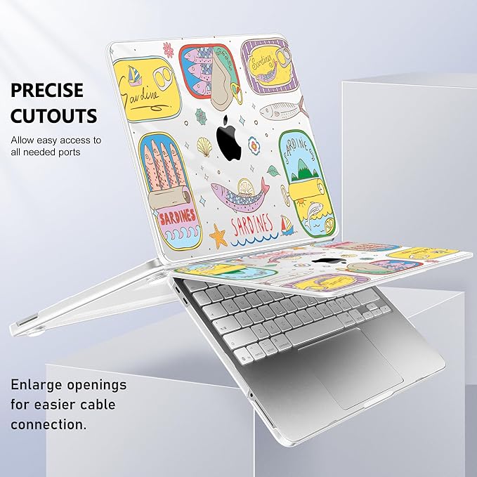 Case for 2026 MacBook Neo 13-inch Laptop with Liquid Retina Display, Release Model A3404, Sturdy Plastic Hard Shell Case + Keyboard Cover + Trackpad Film + Dust Plug, Sardines