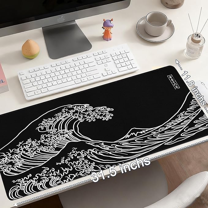Gaming Mouse Pad - (31.5"×11.8") Kanagawa Waves Large Mouse Pads for Desk - Desk Mat for Keyboard and Mouse with Non-Slip Base, Desks Pad Matfor Game/Office & Home