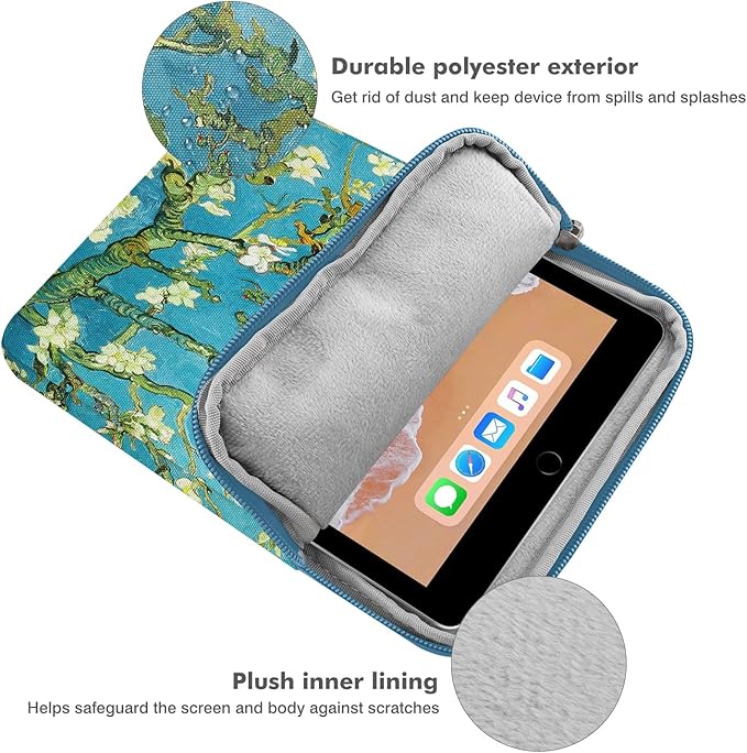 MoKo 9-11 Inch Tablet Sleeve Bag Carrying Case Fits New 11inch iPad Air M4, iPad A16 2025, iPad Pro 11 M4, Air 5/4/3, iPad 10/9/8th Gen, Tab S8/S9 11", Tablet Carrying Case, Apricot Flower