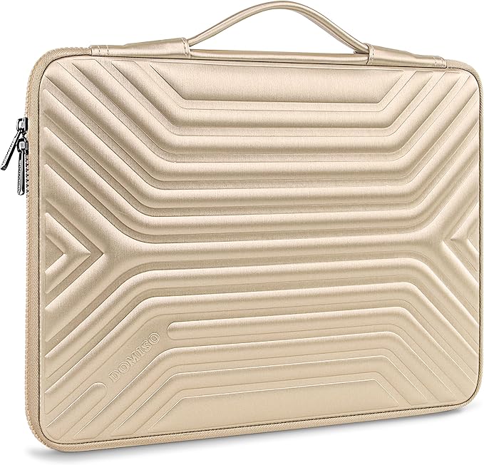 DOMISO 15.6 Inch Laptop Sleeve Case, Shockproof Waterproof Soft EVA Protective Bag with Handle, Lightweight Carrying Case for MacBook, Dell, HP, Lenovo, ASUS,Gold