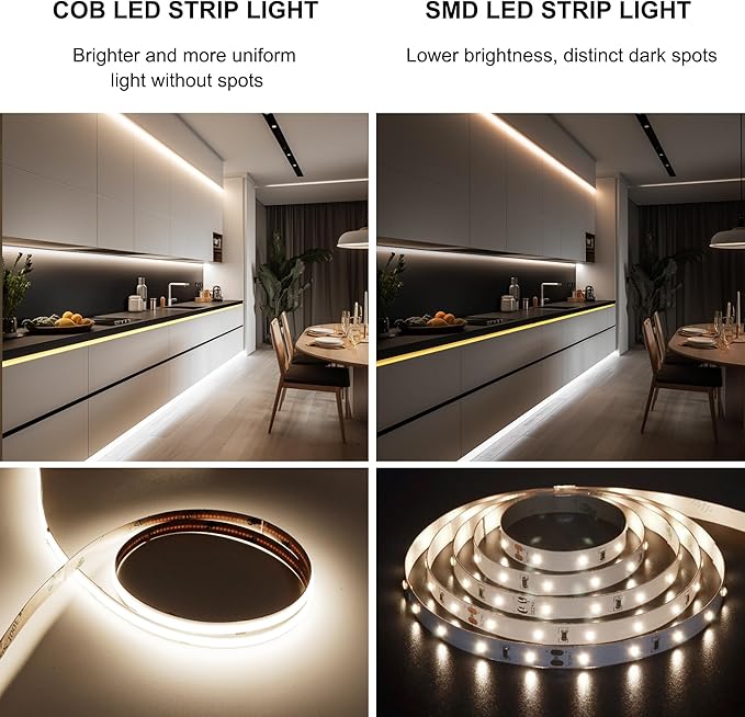 Pandery COB LED Strip Lights Natural White,24V Dimmable led Light Strip KIT with Remote and app Control,4000K 25FT/7.5m 8mmwide Ra>90 Cuttable Flexible Strip Lights for Bedroom,Wardrobe,Cabinet