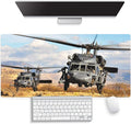 Large Gaming Mouse Pad (31.5" x 15.8") - UH-60 Black Hawk Military Helicopter Gunship Fighter Aircraft, Extra XXL Office Accessories, Premium Stitched Anti-Slip Patriotic Desk Mat