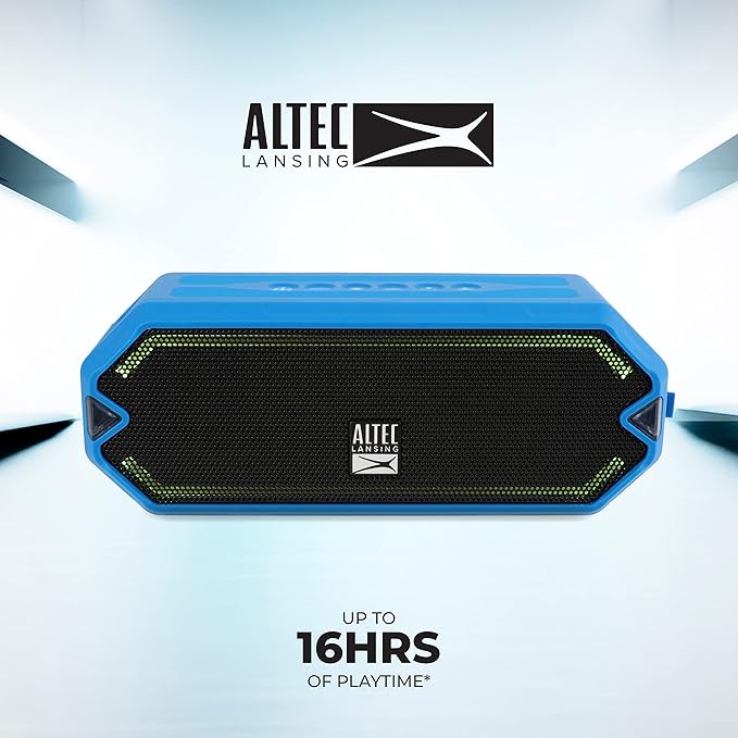 Altec Lansing - HydraJolt Wireless Bluetooth Speaker, Waterproof Portable Speakers with Built in Phone Charger and Lights, Everything Proof Outdoor, Shockproof, Snowproof, 16 Hours Playtime
