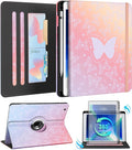 Kidcube for iPad 9th/8th/7th Generation Case 10.2 Inch - for Women Girls Kid Cute Rotating Stand Folio Cover with Pencil Holder & Card Slot Girly Kawaii Butterfly Design for iPad 9th/8th/7th Gen Cases