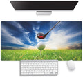 Large Gaming Mouse Pad (31.5" x 15.8") - Golf Club Themed Macro Photography Print of Lofter and Ball on Tee Sports, Extra XXL Office Accessories, Premium Stitched Anti-Slip Office Desk Mat