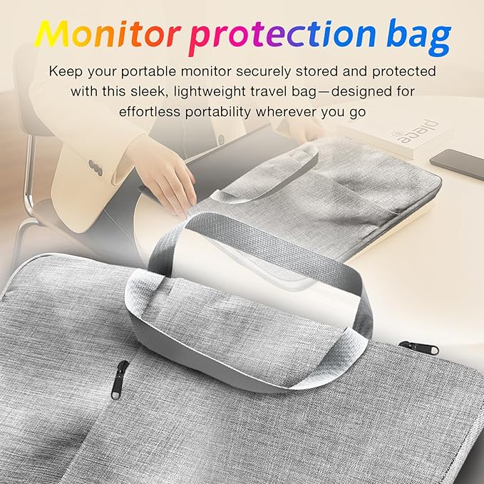 18.5" Portable Monitor 120Hz FHD 1080P, USB-C HDMI Laptop Screen Extender, Second Display for Laptop/PC/Mac/PS5/PS4/Switch, Travel Monitor with Protective Sleeve, VESA Mountable