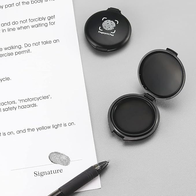 Fingerprint Ink Pad (Pack of 2) - Thumbprint Ink Pad for Notary Supplies Identification Security ID Fingerprint Cards Law Enforcement Fingerprint kit Black Ink pad Stamp pad huella dactilar