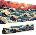 Gaming Mouse Pad - (31.5"×11.8") Wave Style Large Mouse Pads for Desk - Desk Mat for Keyboard and Mouse with Non-Slip Base, Desks Pad Matfor Game/Office & Home