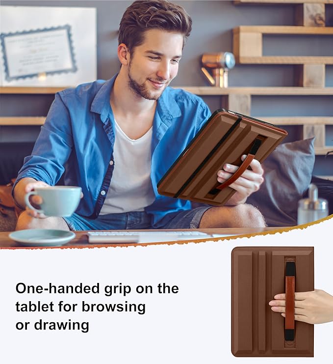 DTTO for iPad Air 11 inch Case M4 / M3 / M2 (2026/2025/2024), iPad Air 5th / 4th Gen (2022/2020), 360 Degree Rotating Premium Leather Folio Stand Cover with Pencil Holder, Brown