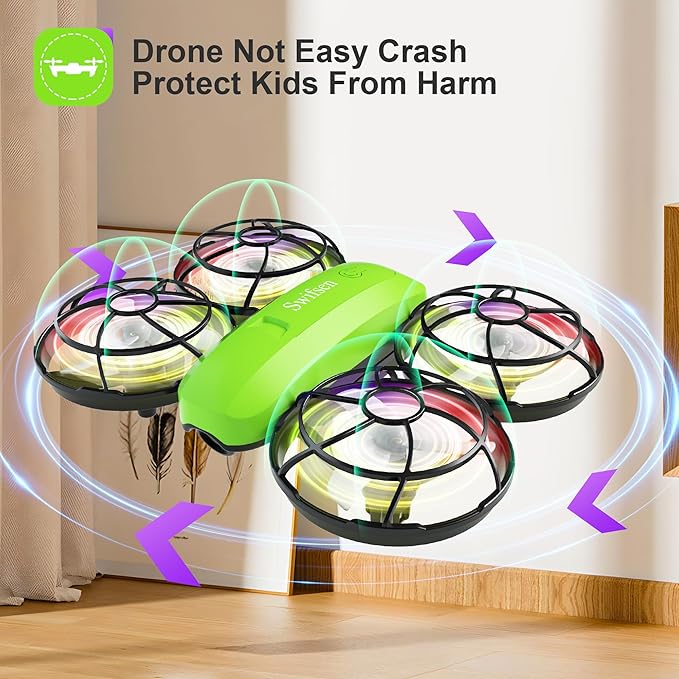 Swifsen Kids Drone with Camera – Mini Rc Toy for Boys, Beginners, Birthday Gifts for Boys and Beginners,Quadcopter Light Toy With 2 Batteries,Rc Drone Indoor Small Helicopter,Altitude Hold