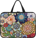 17 Inch Boho Flowers Laptop Sleeve for Women Girl, Slim Water Resistant Computer Carrying Case with Handle, Durable Protective Laptop Tote Bag Cover Compatible with Tablet/Notebook/Reader